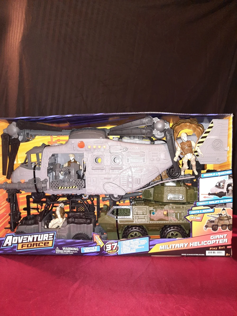 Adventure Force Giant Military Helicopter Playset With Action Figures & Vehicles